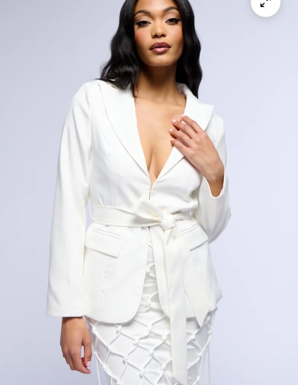 White Tie-Waist Women's Blazer Jacket Sz Xl Nwt